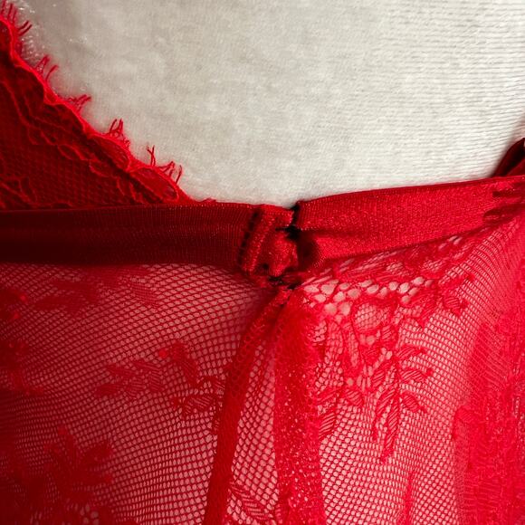 Red Lace Babydoll Top Y2K 2000s Coquette Fairycore Romantic Small - Picture 3 of 7